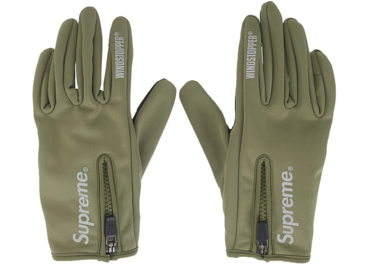 Supreme WINDSTOPPER Zip Gloves (FW25) Olive Green