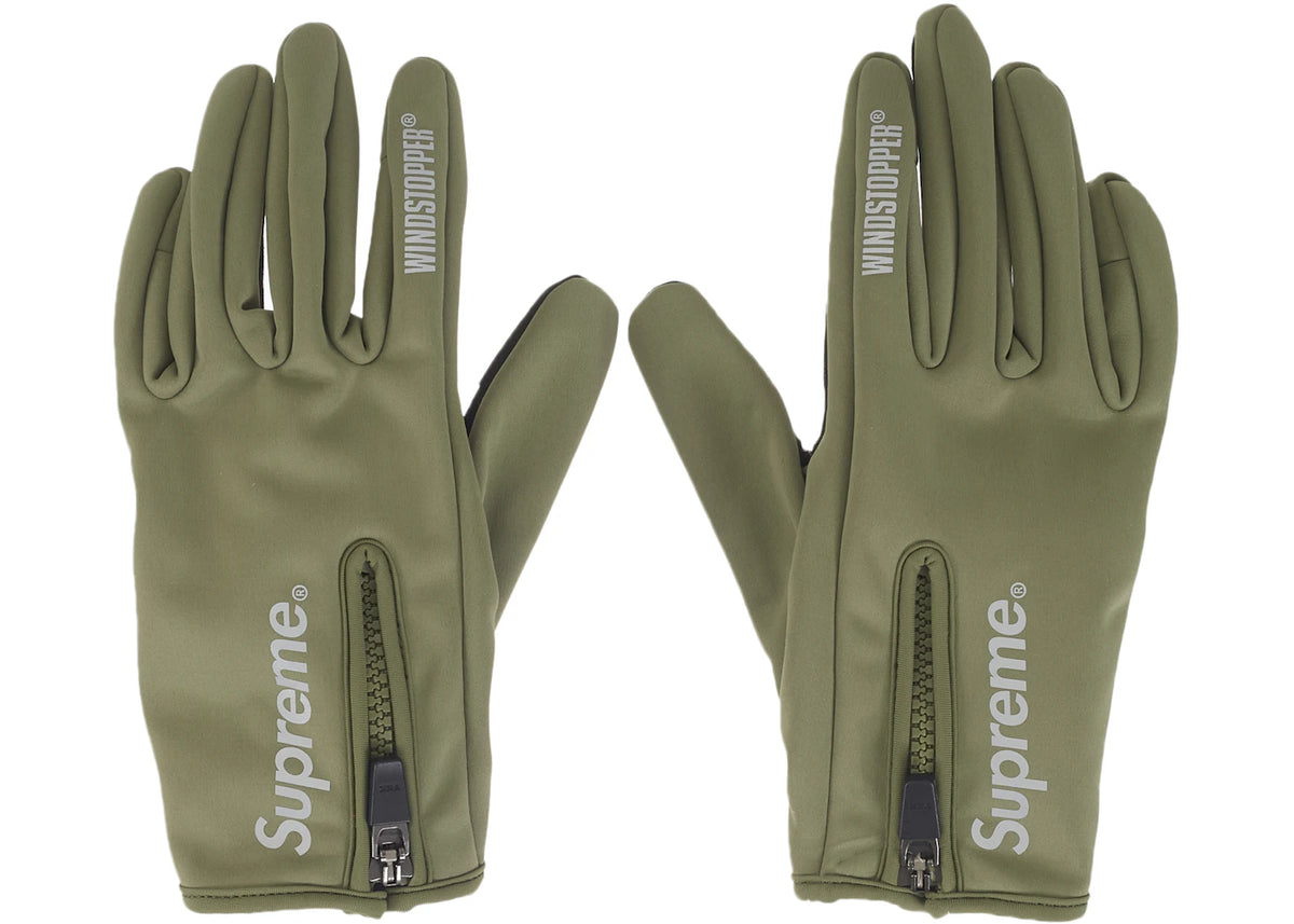 Supreme WINDSTOPPER Zip Gloves (FW25) Olive Green