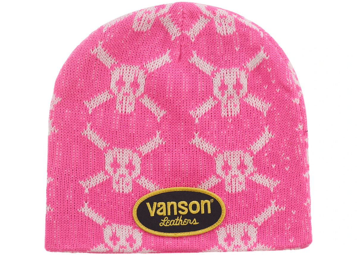 Supreme Vanson Leathers Skull Beanie Pink