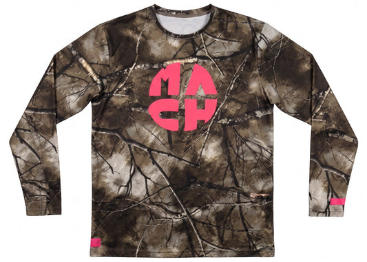 Mach Designs Real Tree Camo Iconic Pink Logo Long Sleeve Green