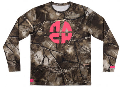 Mach Designs Real Tree Camo Iconic Pink Logo Long Sleeve Green