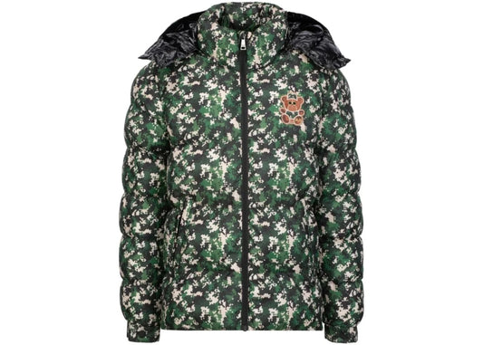 19v69 Italia Puffer Jacket Digital Camo Teddy Green