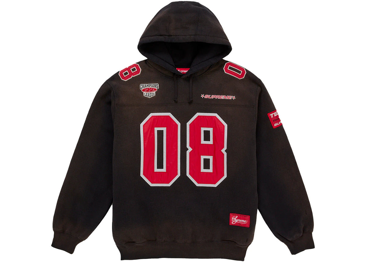 Supreme Football Jersey Hooded Sweatshirt Black