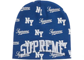 Supreme New Era Monogram Beanie Blue
