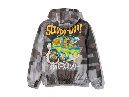 Members Only Scooby Doo Hooded Windbreaker Jacket Grey