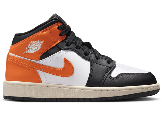 Jordan 1 Mid Black Toe Starfish Orange (GS)