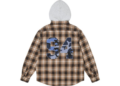 Supreme Appliqué Hooded Flannel Shirt Brown