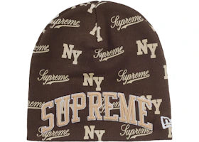 Supreme New Era Monogram Beanie Brown