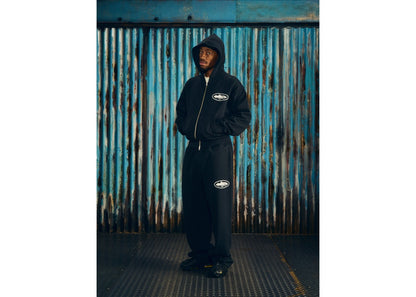 Corteiz Island Puff Print Open Hem Sweatpant Black