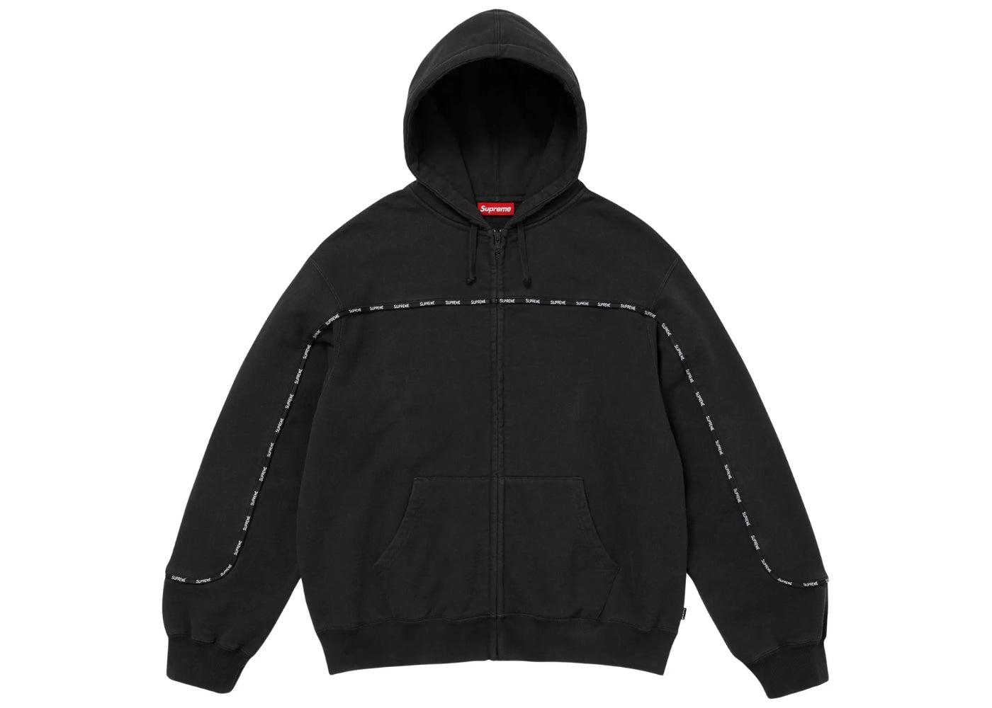 Supreme Piping Zip Up Hooded Sweatshirt Black