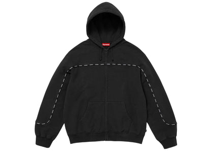 Supreme Piping Zip Up Hooded Sweatshirt Black