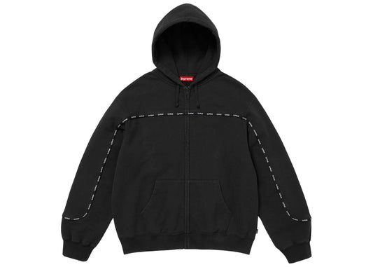 Supreme Piping Zip Up Hooded Sweatshirt Black