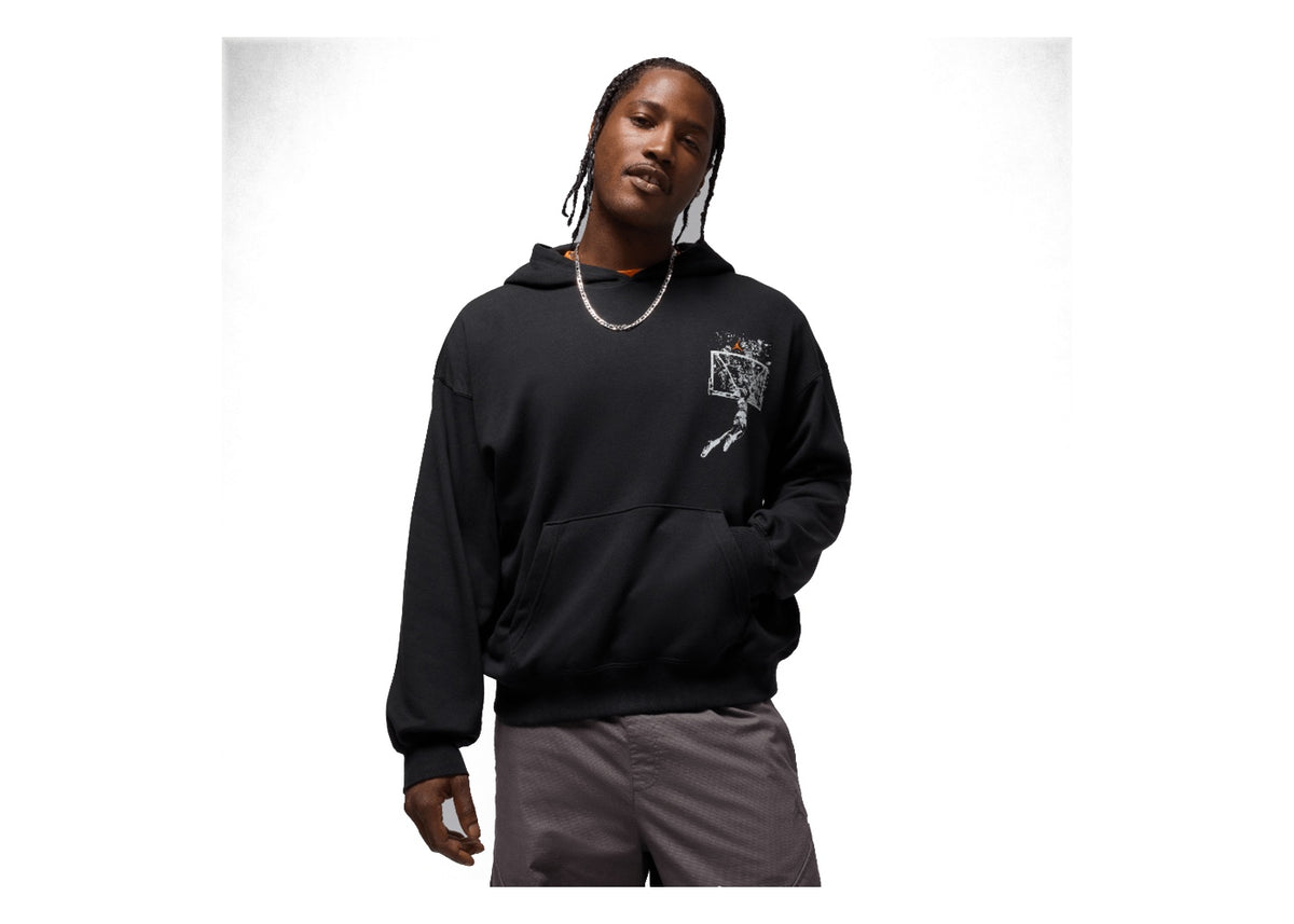 Jordan Brooklyn Men's Oversized Pullover Hoodie Black/Starfish