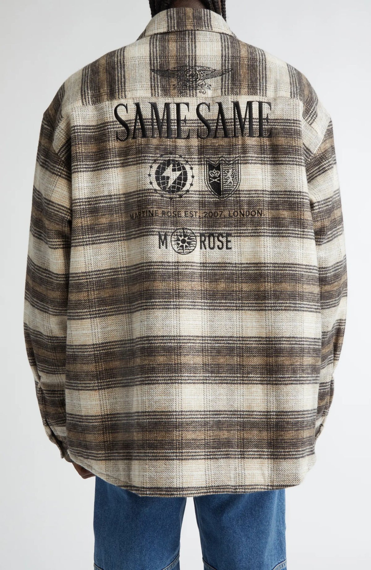 Martine Rose Check-Pattern Overshirt Jacket Brown