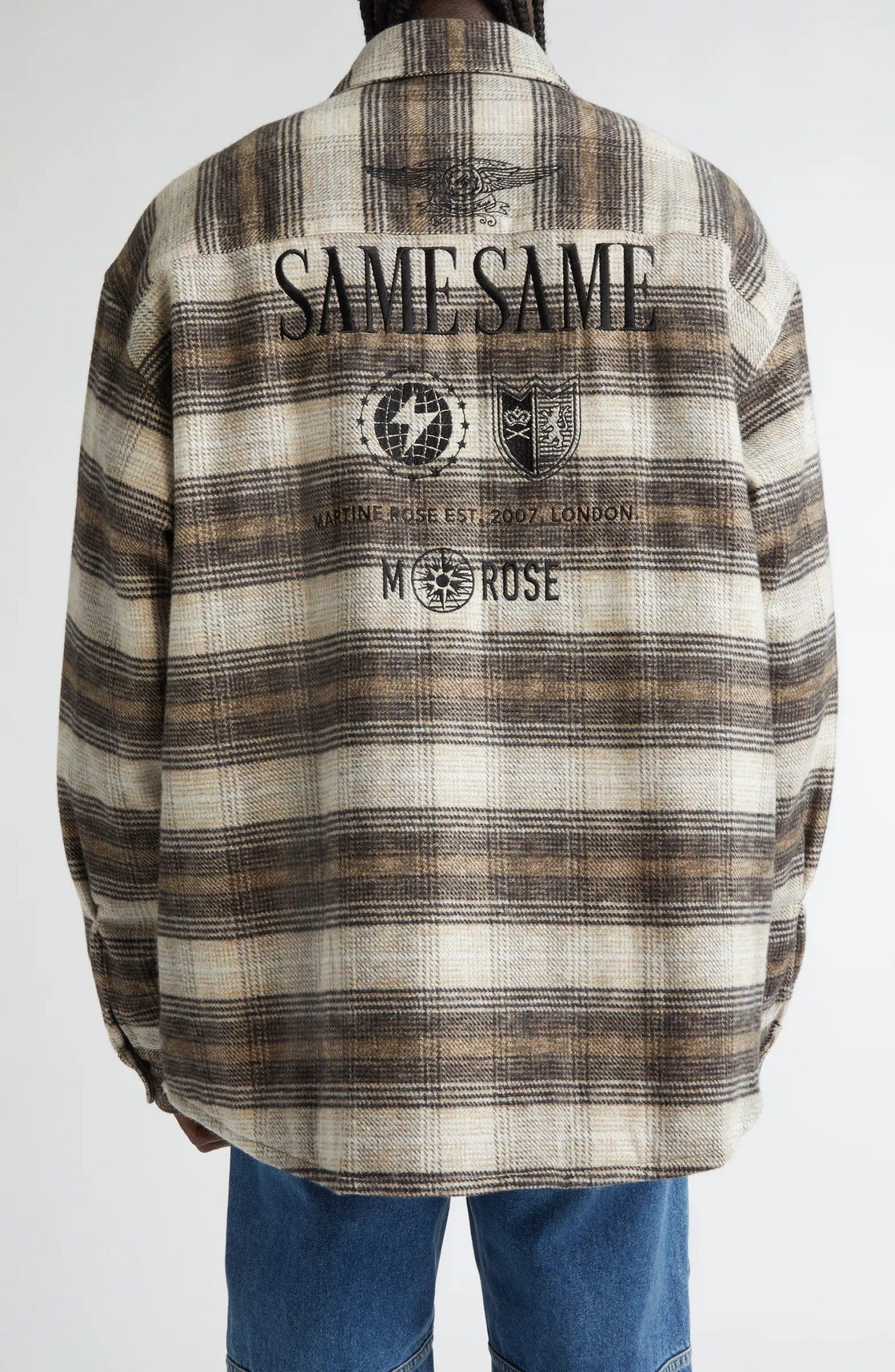 Martine Rose Check-Pattern Overshirt Jacket Brown