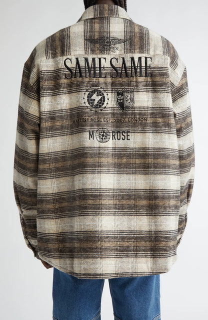 Martine Rose Check-Pattern Overshirt Jacket Brown