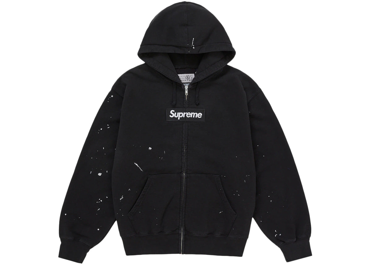 Supreme MM6 Maison Margiela Box Logo Zip Up Hooded Sweatshirt Black