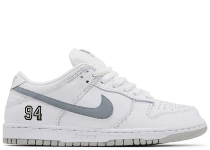 Nike SB Dunk Low Supreme 94 White Metallic Silver