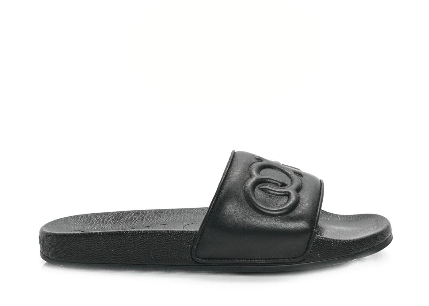 Jimmy Choo Nappa Embossed Logo Azari Slide Sandals Black