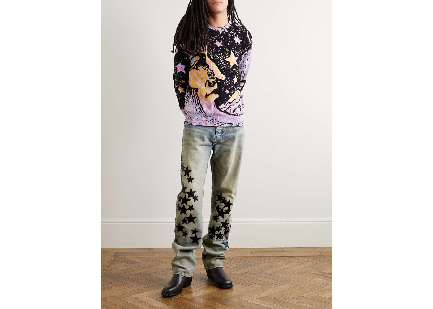 AMIRI Leather Star Straight Jeans Clay/Indigo