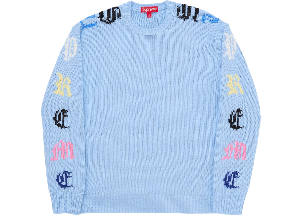 Supreme Old English Sleeves Sweater Light Blue