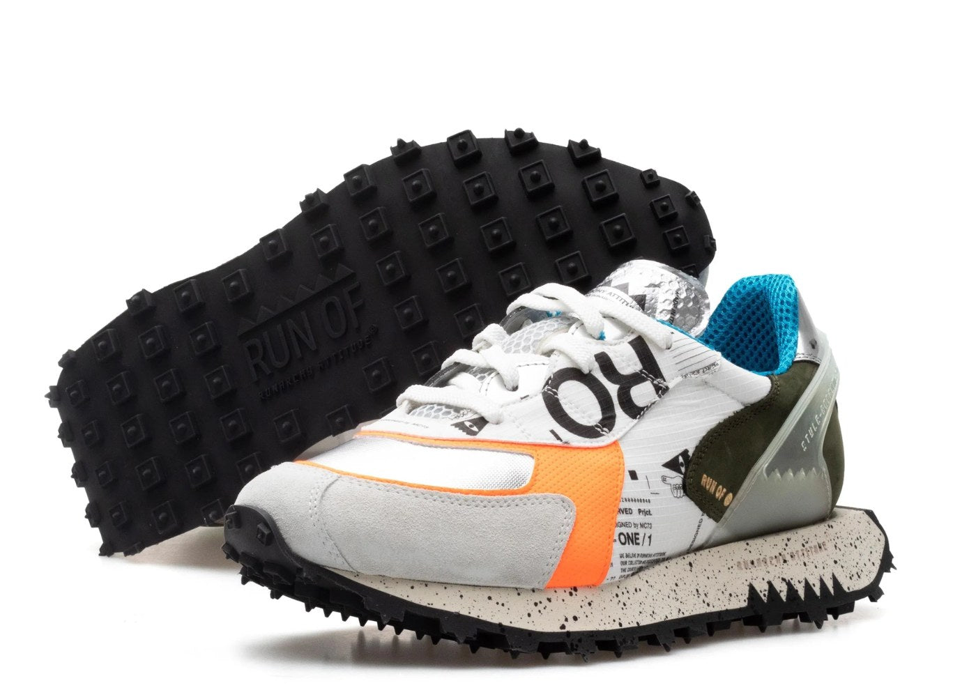 Run Of Ro1 Jet Seude Nylon Sneakers White