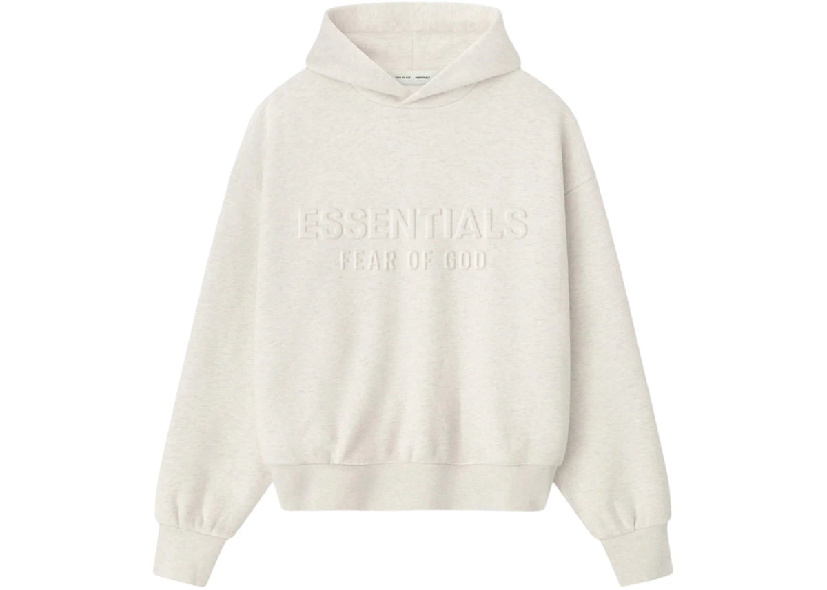 Fear of God Essentials Embossed Essentials Classic Hoodie Oatmeal Heather White
