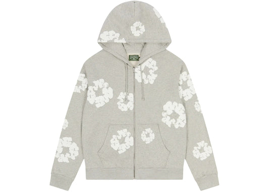Denim Tears Cotton Wreath Zip Up Hoodie Grey