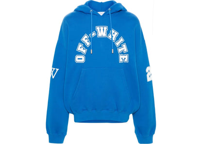 Off White OW 23 Virgil Abloh Football Over logo-print Hoodie Blue