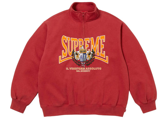 Supreme Crest Applique Half Zip Pullover Red