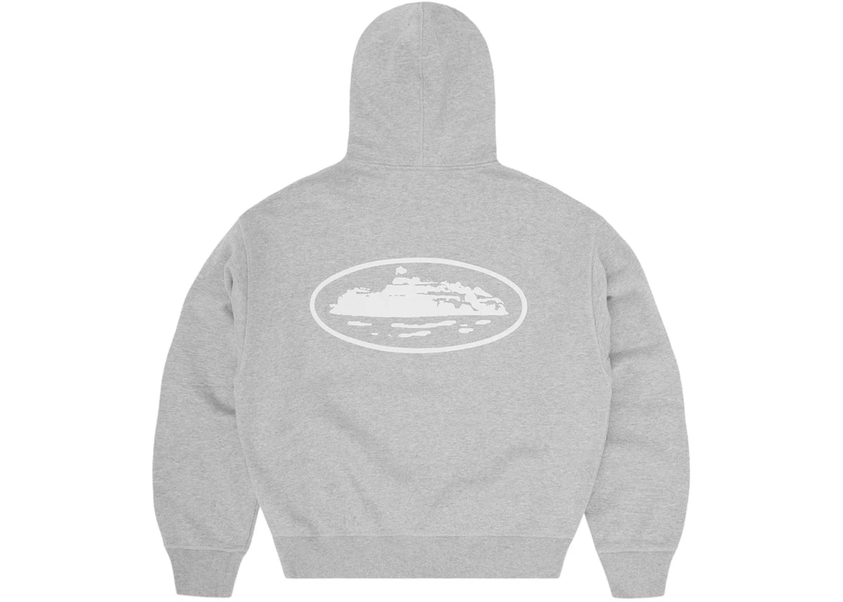 Corteiz Island Puff Print Zip Hoodie Heather Grey