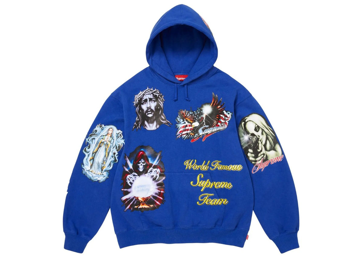 Supreme Stickers Hooded Sweatshirt Royal