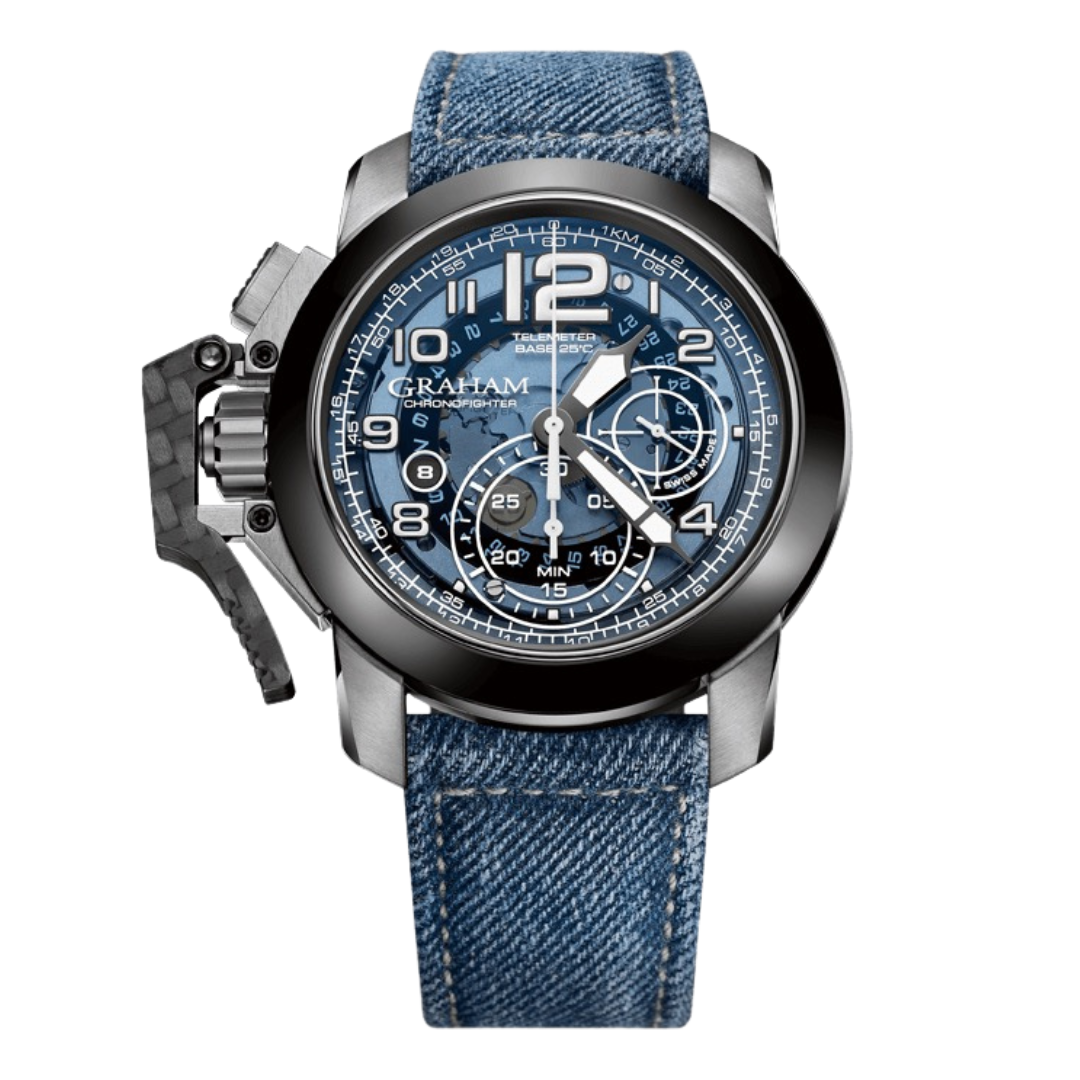 Graham Chronofighter Oversize Target Blue Canvas | 2CCAC.U04A.T33S