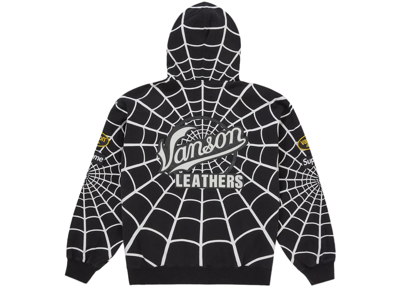Supreme Vanson Leathers Spider-Man Zip Up Hooded Sweatshirt Black