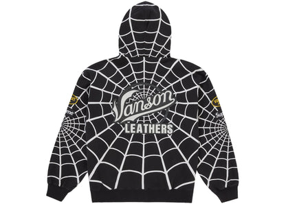 Supreme Vanson Leathers Spider-Man Zip Up Hooded Sweatshirt Black