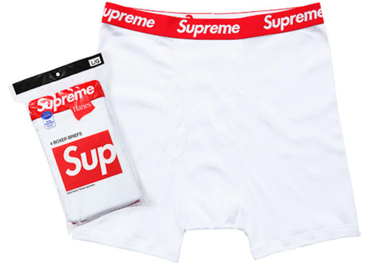 Supreme Hanes Boxer Briefs (4 Pack) White Boxerky