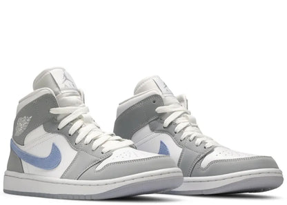 Air Jordan 1 Mid Wolf Grey Aluminum Blue (Women's)