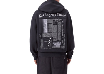 Palm Angels PaxLaTimes News Zip Up Hoodie Black
