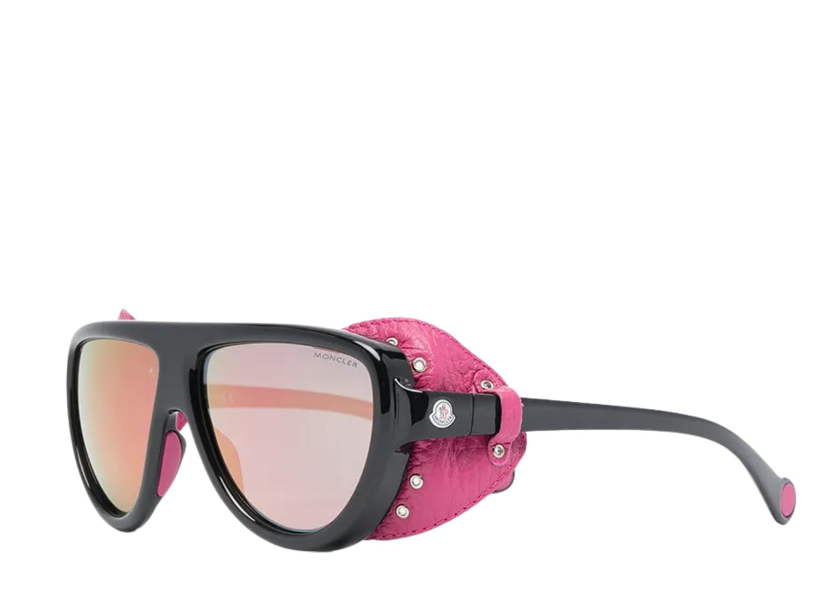 Moncler ML0089 Black Pink Leather Sunglasses