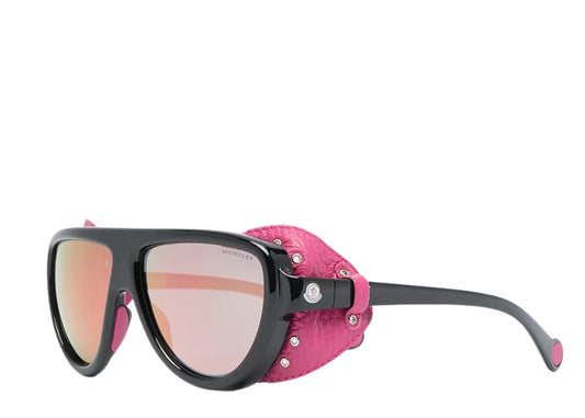 Moncler ML0089 Black Pink Leather Sunglasses