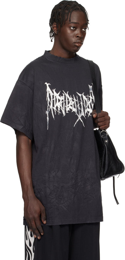 Balenciaga Metal Logo Oversized T-shirt Washed Black