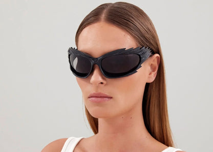 Balenciaga Spike Rectangle Sunglasses Black