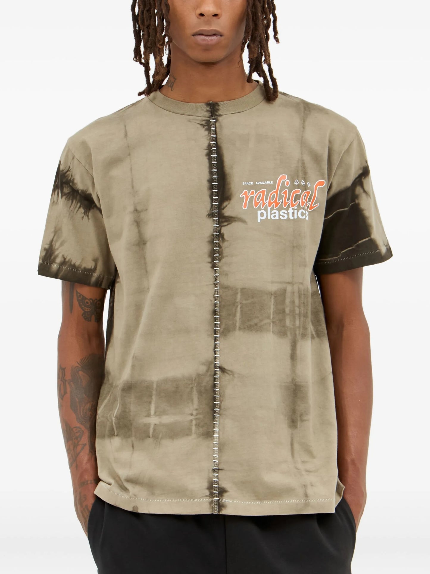 Space Available Tie-dye Panelled T-shirt Beige