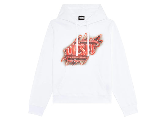 Diesel S-GINN-HOOD-E8 Logo Hoodie Bright White