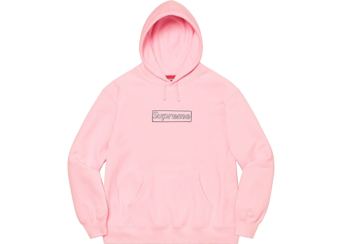 Supreme KAWS Chalk Logo Hoodie Light Pink