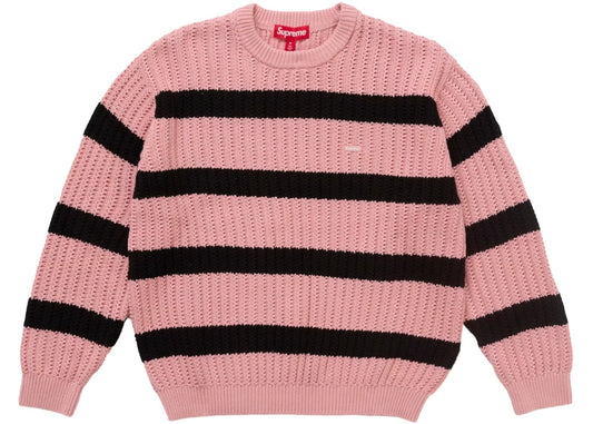 Supreme Loose Gauge Stripe Small Box Sweater Pink