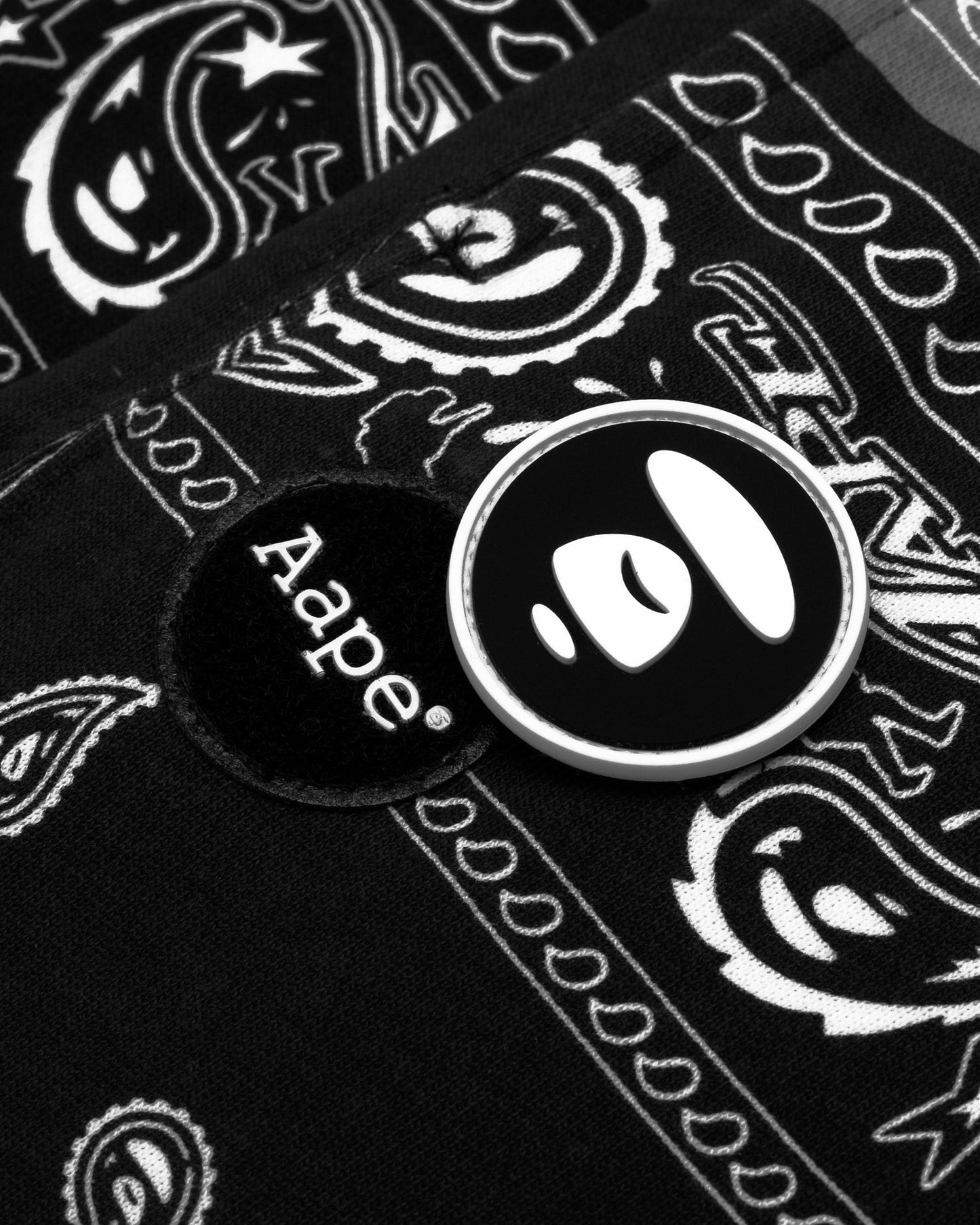 AAPE Bape Bandana Jersey Shorts Black White