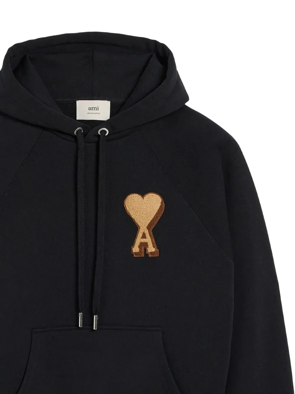AMI Paris logo embroidered hoodie Black