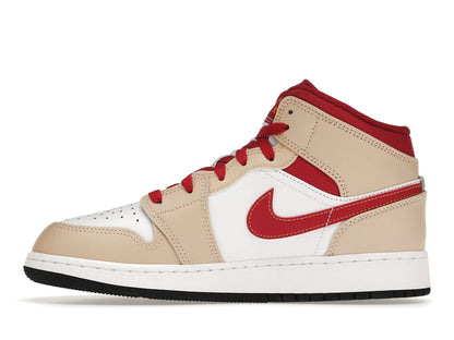 Jordan 1 Mid Light Curry Cardinal (GS)