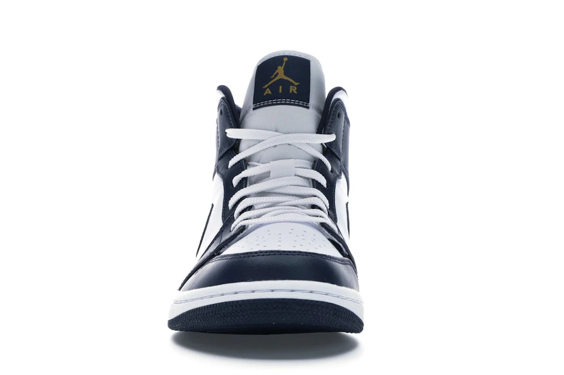 Jordan 1 Mid White Metallic Gold Obsidian